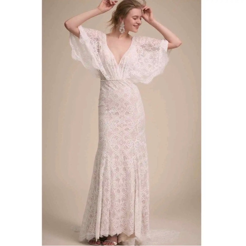Anthropologie x BHLDN Tres Chic Lace Wedding Gown $1125 Sz 12